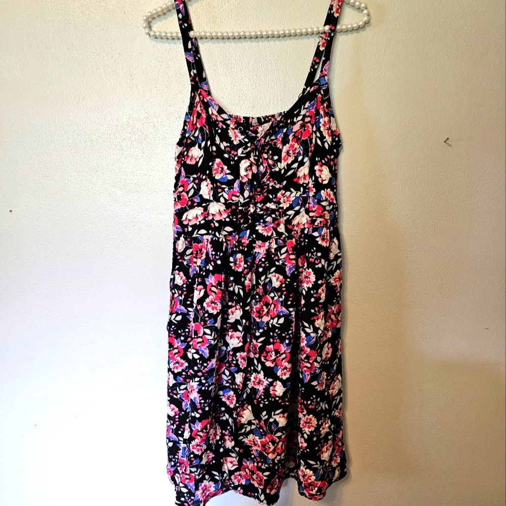 NWT Torrid Black FloralSkater Fit & Flare Spaghetti Strap Dress Size 0X